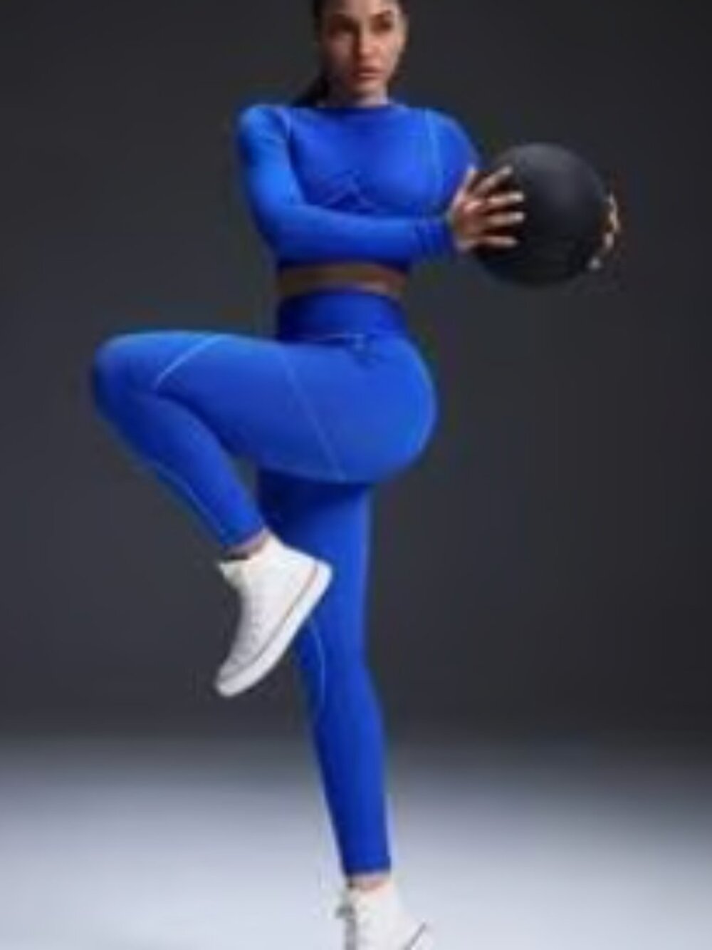 Contrast Piping Seamless Leggings and Long Sleeve Crop Top Matching Set